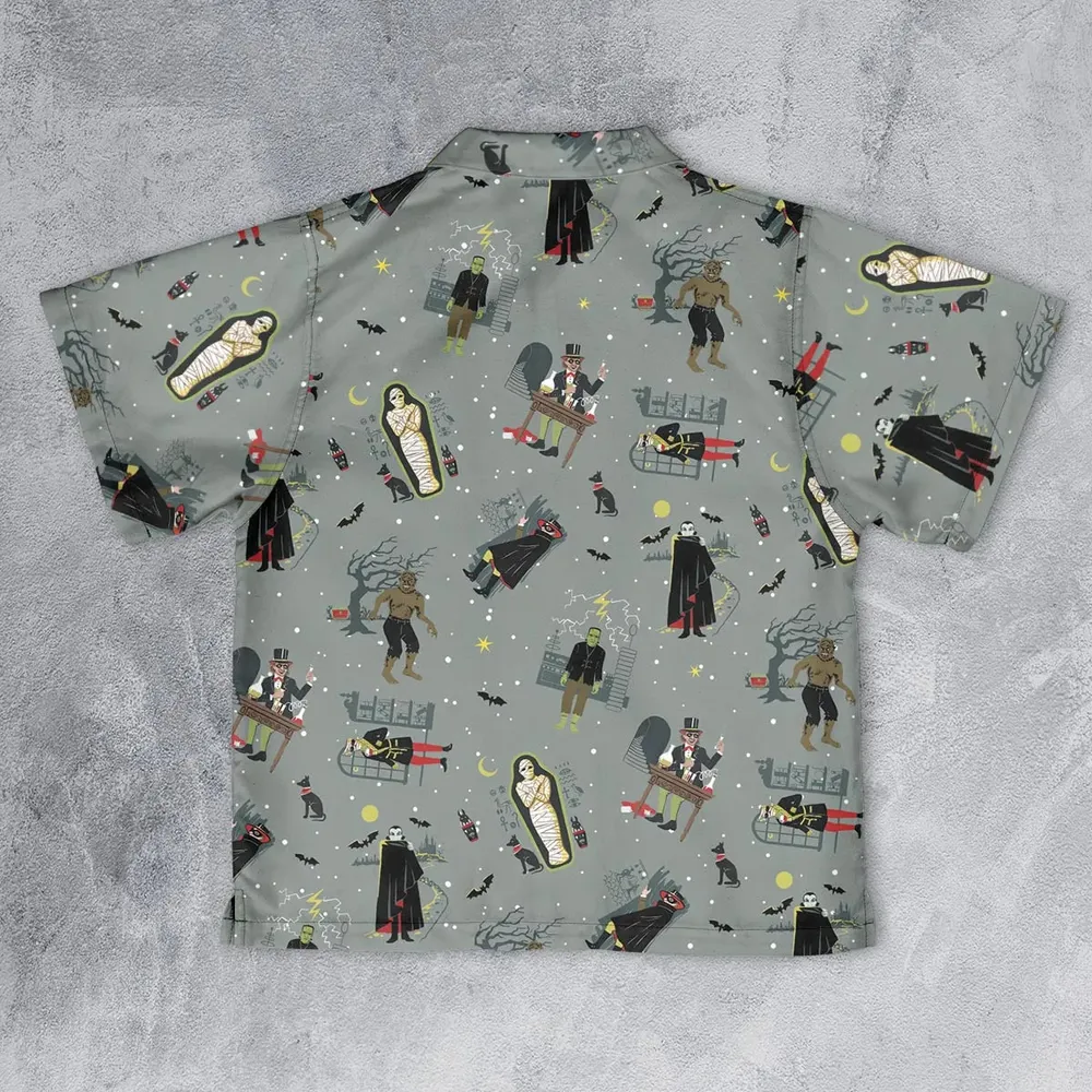 Classic Monsters Halloween Youth Hawaiian Shirt - 2