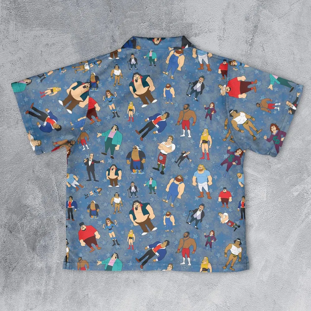 80s Hulk Rock 'n' Wrestling Characters Youth Hawaiian Shirt - 2