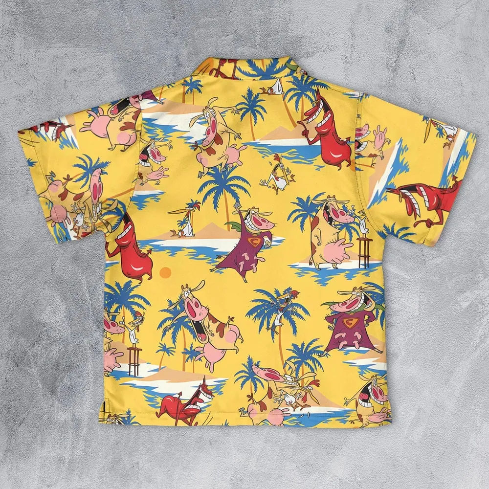Cow Chicken Red Guy Youth Hawaiian Shirt - 2