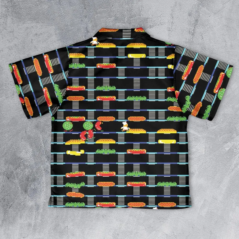 BurgerTime Arcade Game Youth Hawaiian Shirt - 2
