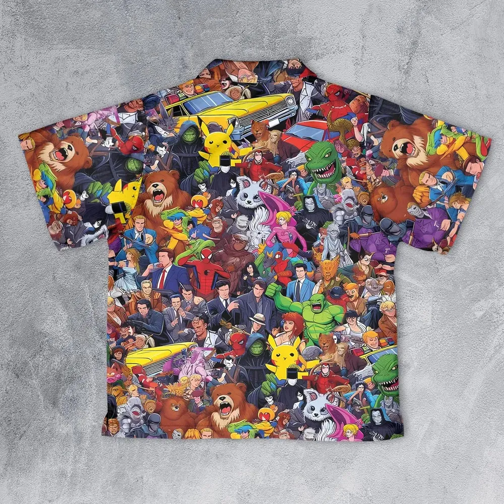 All-Genre Cartoon Mashup Youth Hawaiian Shirt - 2