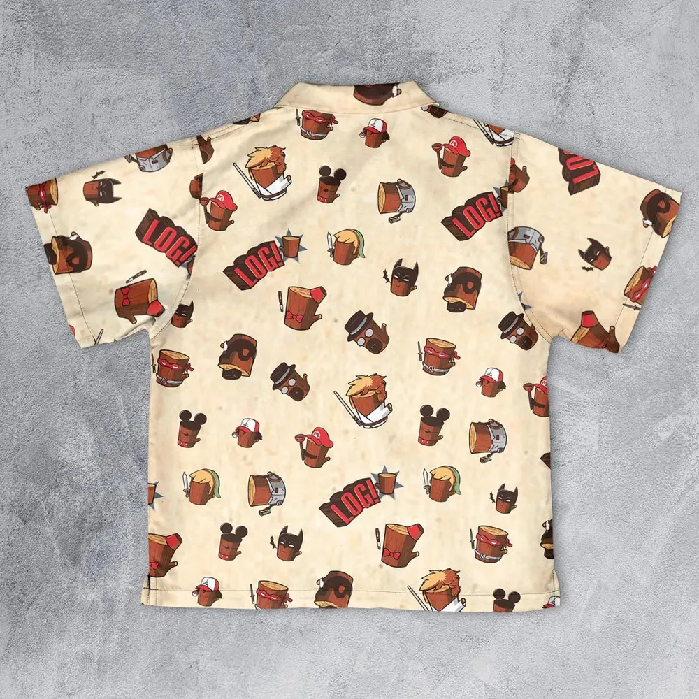 Pop Culture Characters Logs  Ren & Stimpy Youth Hawaiian Shirt - 2