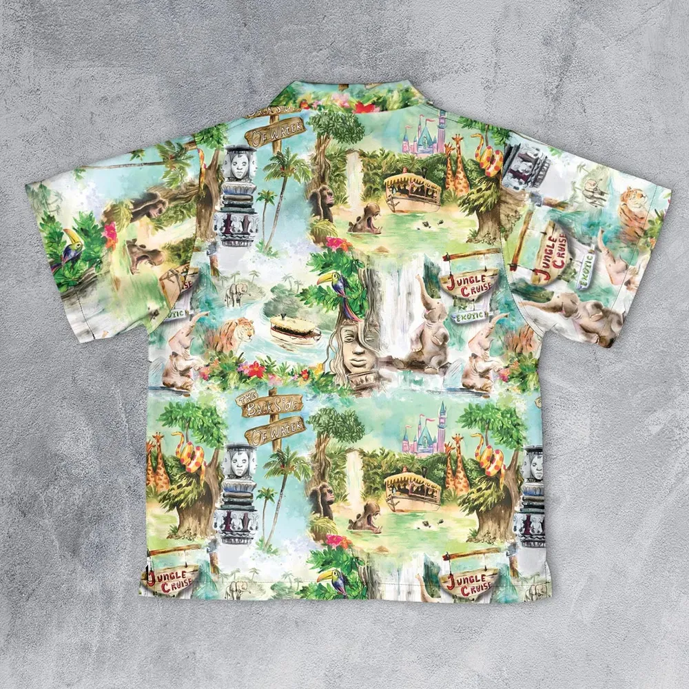 Water Color Jungle Cruise Map Youth Hawaiian Shirt - 2