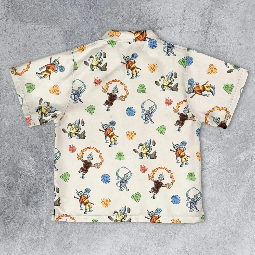Water Earth Fire Air Bender Futurama Youth Hawaiian Shirt - 2