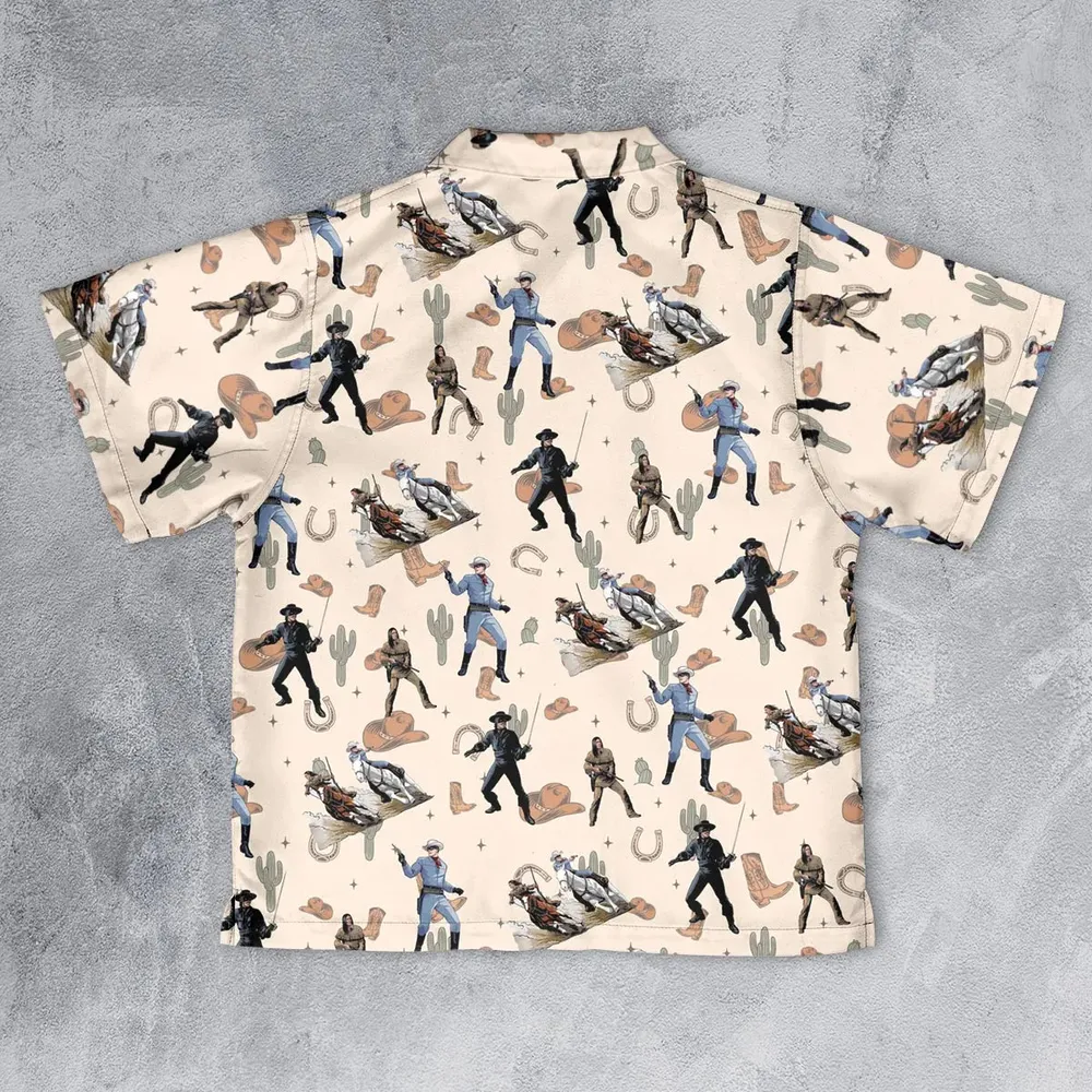Old Western The Lone Ranger Zorro Tarzan Youth Hawaiian Shirt - 2
