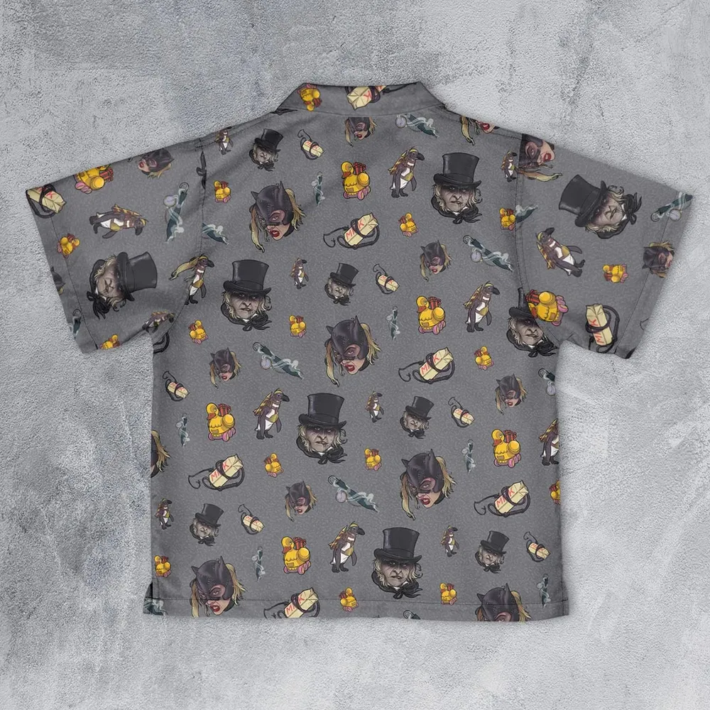 90s Returns Penguin and Catwoman Youth Hawaiian Shirt - 2