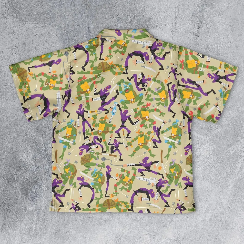 Green and Purple Battle TMNT Youth Hawaiian Shirt - 2