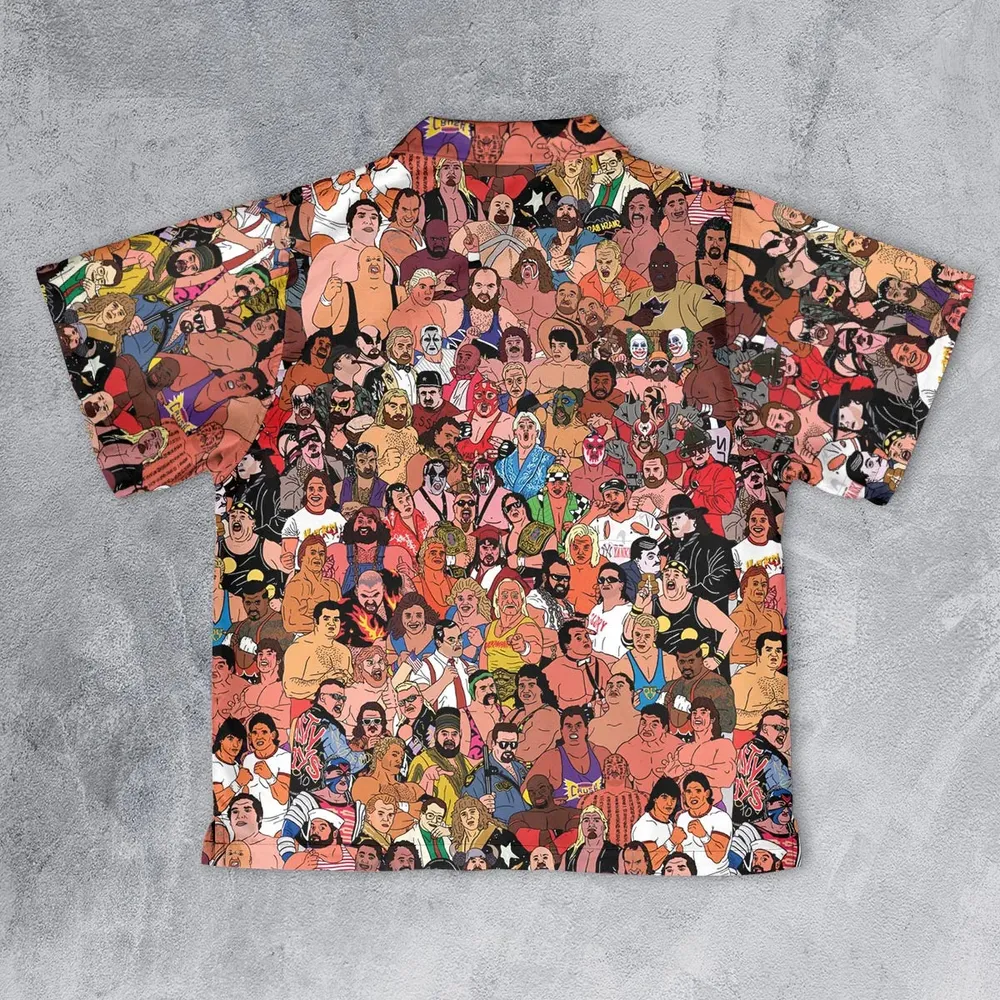 90s Professional Wrestlers Youth Hawaiian Shirt - 2