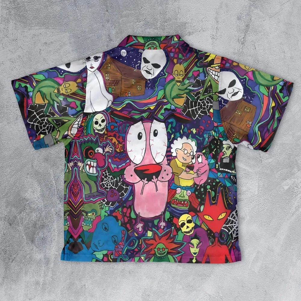 Horror Characters Cowardly Dog Youth Hawaiian Shirt - 2