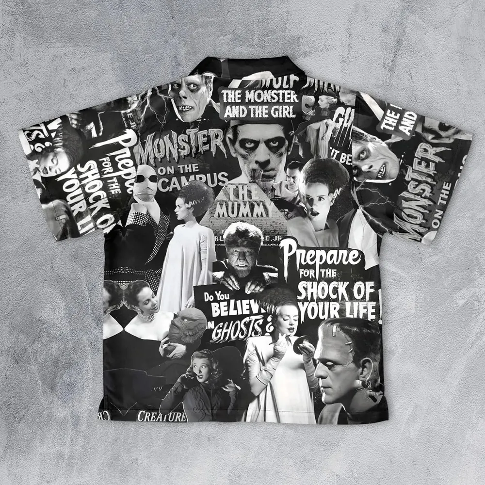 Universal Monsters Pattern Youth Hawaiian Shirt - 2