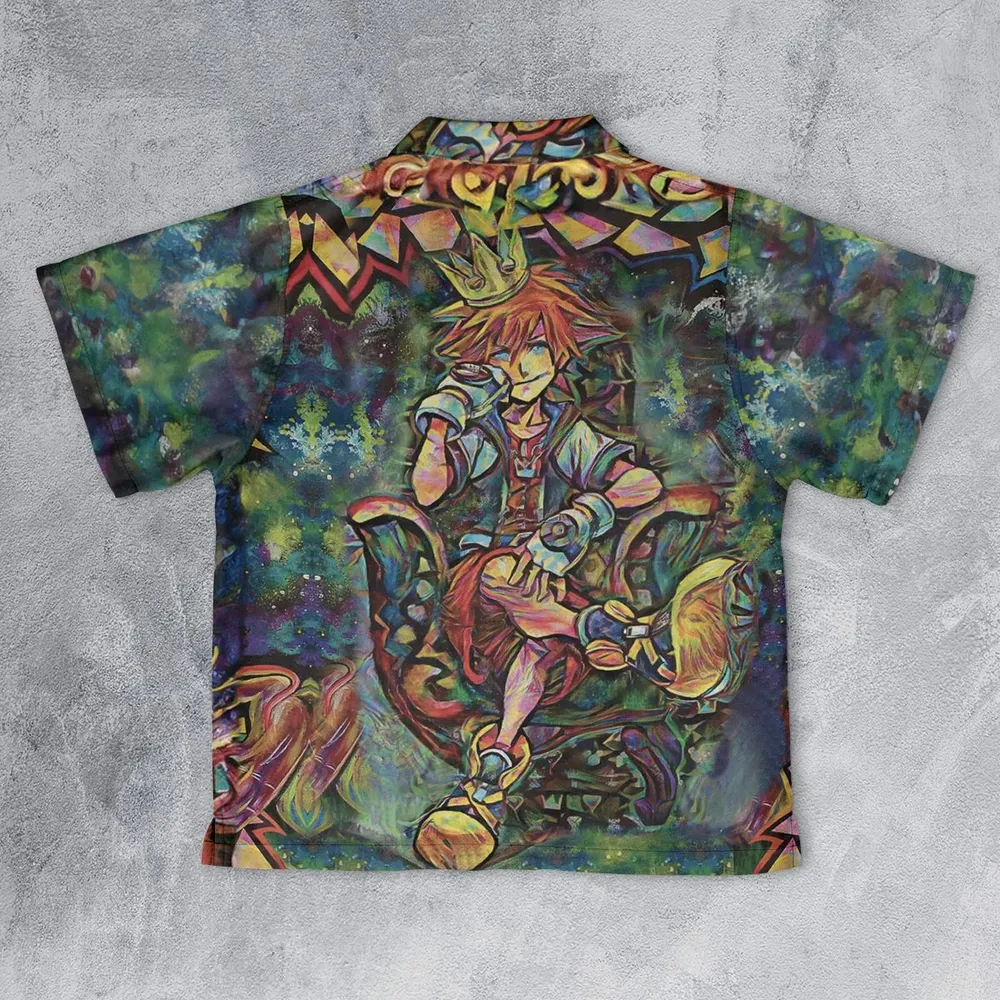 Trippy Sora Kingdom Hearts Youth Hawaiian Shirt - 2