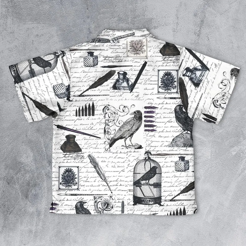 Nevermore The Raven Edgar Allan Poe Youth Hawaiian Shirt - 2