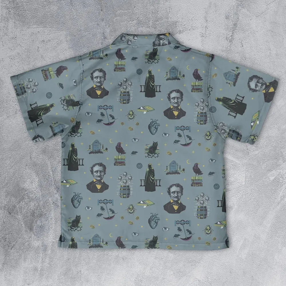The Dark Themed Edgar Allan Poe Youth Hawaiian Shirt - 2