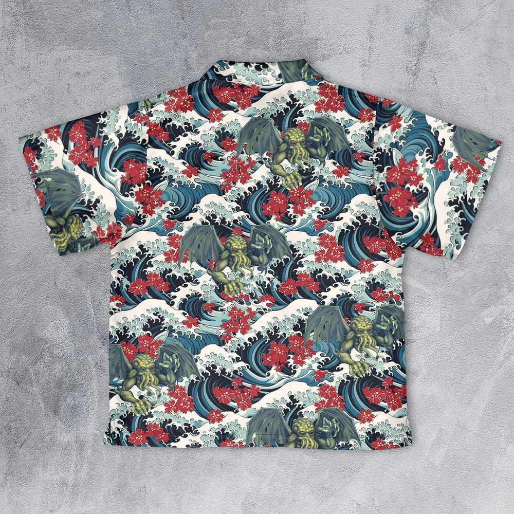 Great Waves Cthulhu Youth Hawaiian Shirt - 2