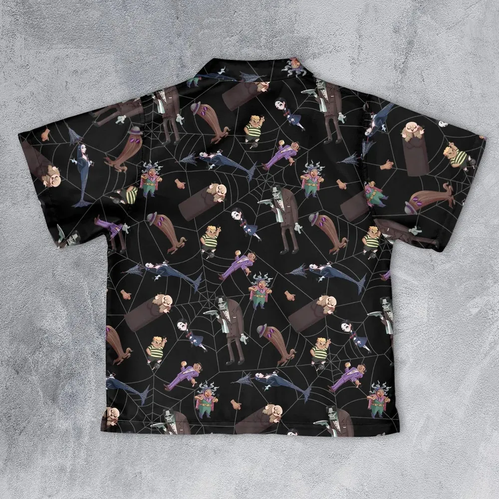 Groovie Addams Family  Cartoon Characters Youth Hawaiian Shirt - 2