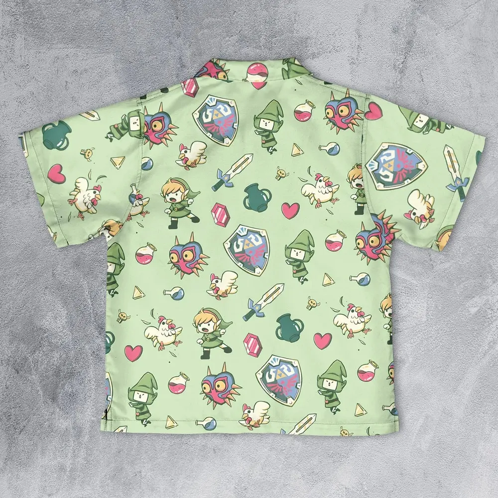 Let's Roll Link The Legend of Zelda Youth Hawaiian Shirt - 2