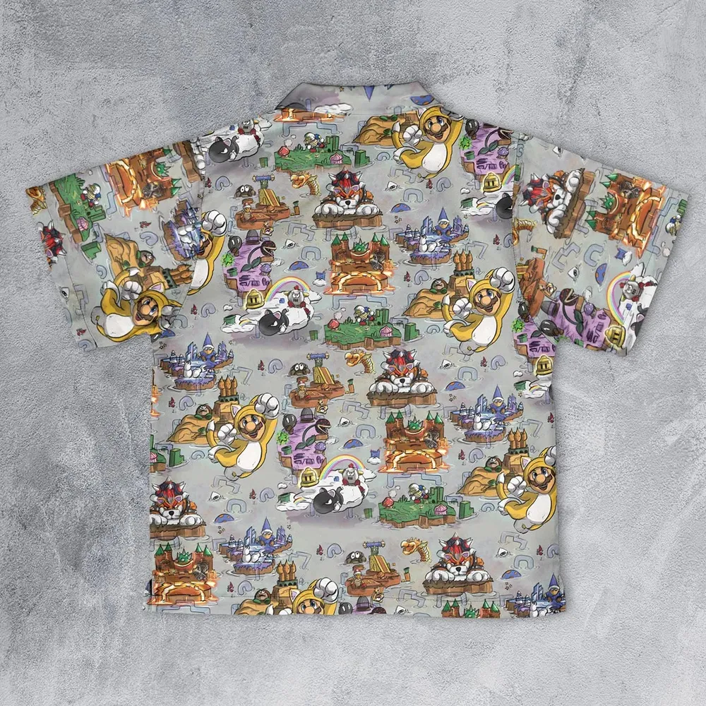 Mushroom World Super Mario Worlds Youth Hawaiian Shirt - 2