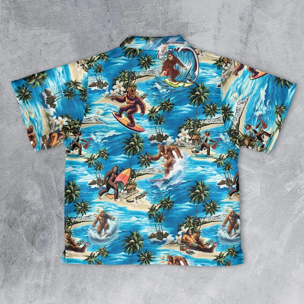 Bigfoot Surfing Summer Vibes Youth Hawaiian Shirt - 2