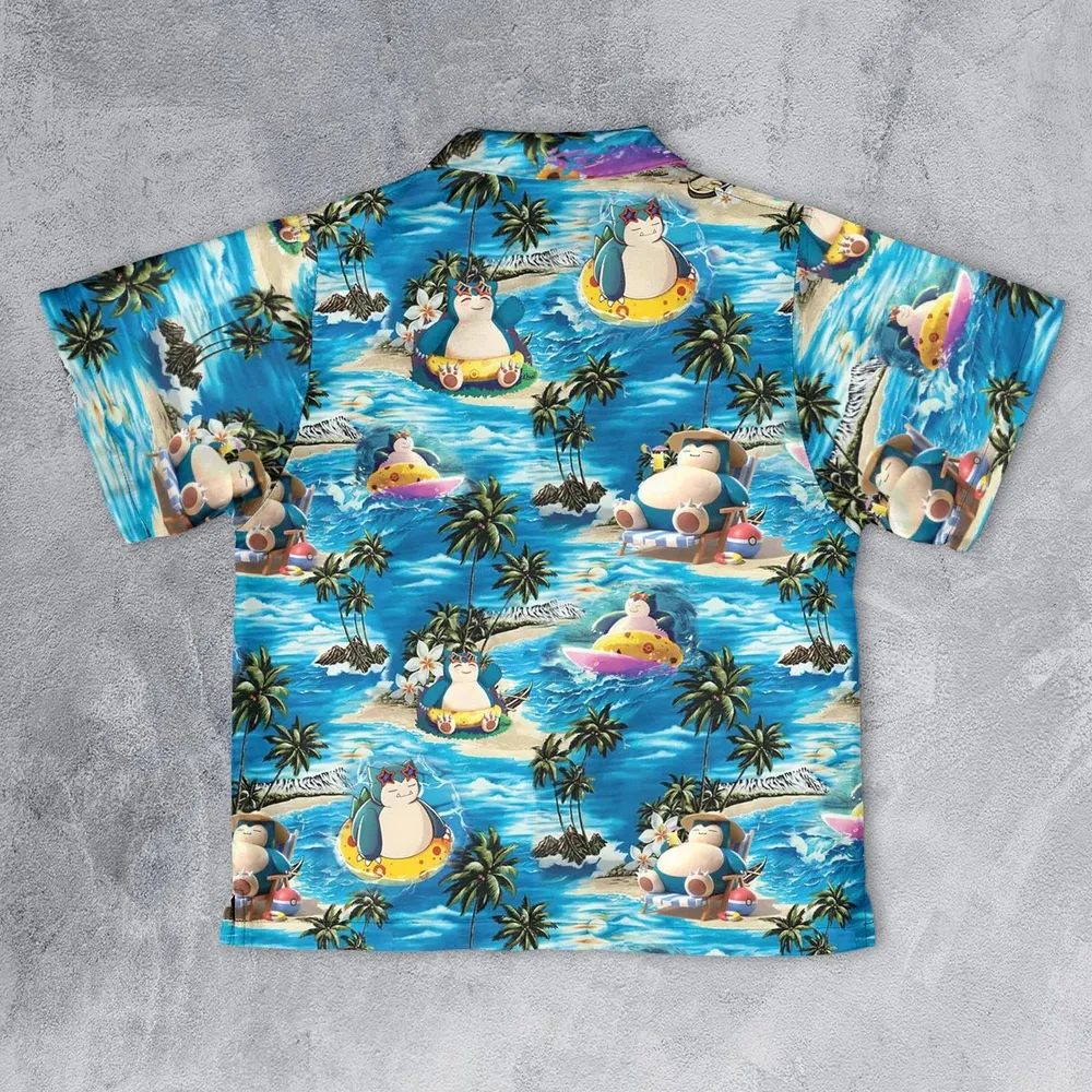 Snorlax Surfing Summer Vibes Youth Hawaiian Shirt - 2