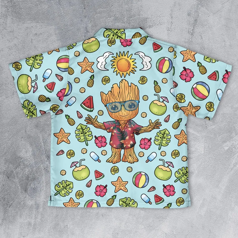 Summer Galaxy Groot Youth Hawaiian Shirt - 2
