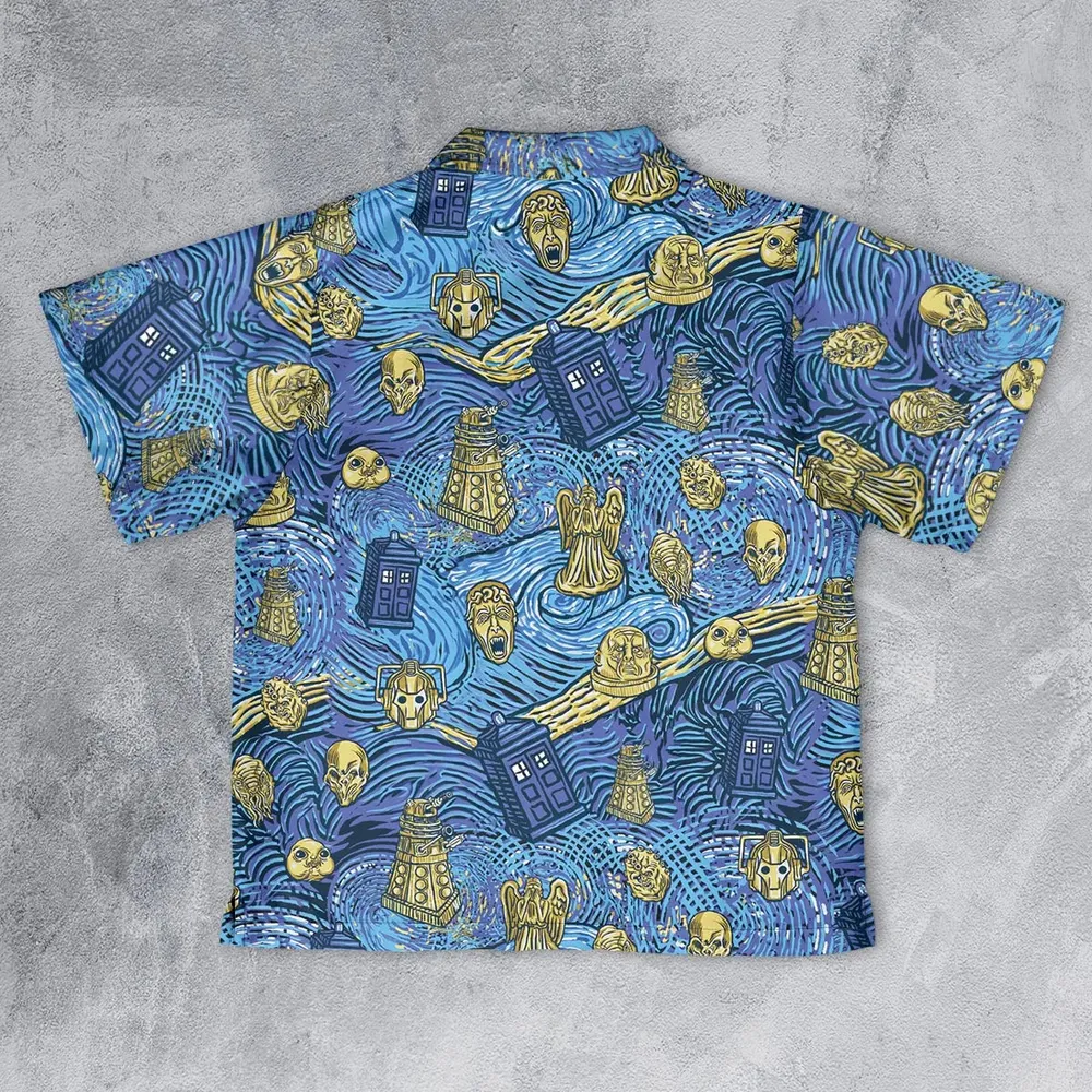 Starry Night Tardis Doctor Who Youth Hawaiian Shirt - 2