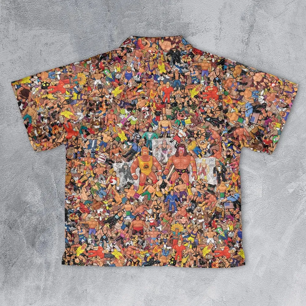 Wrestling Hulk Hogan and Buddies Figures Youth Hawaiian Shirt - 2