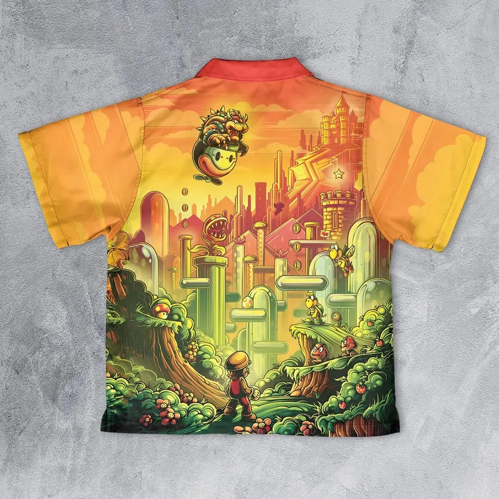 Plumber Kingdom Super Mario Youth Hawaiian Shirt - 2