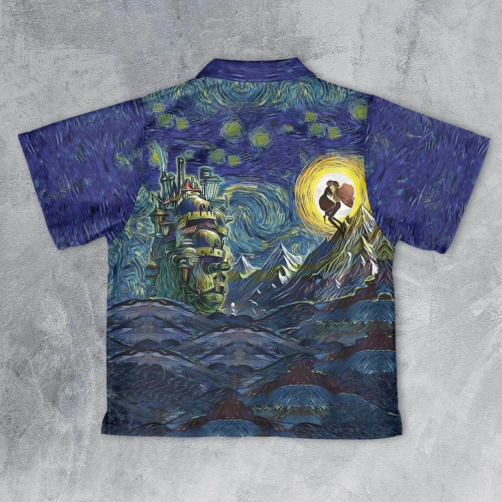 Howl’s Moving Castle Starry Night Youth Hawaiian Shirt - 2