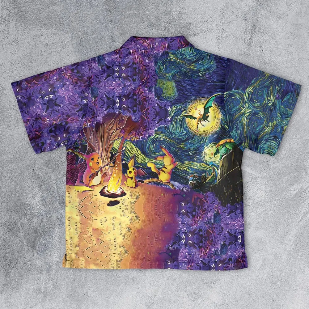 Pokemon Starry Night Campfire Youth Hawaiian Shirt - 2