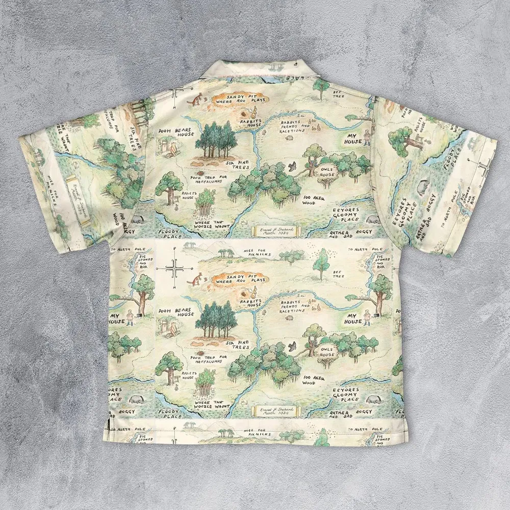 Hundred Acre Wood Map Youth Hawaiian Shirt - 2