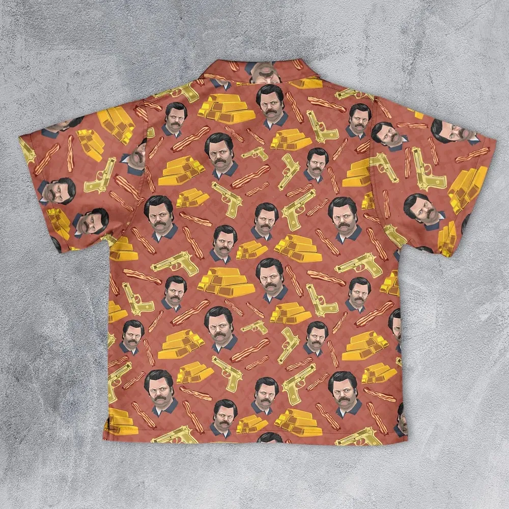 A Swan Song Parks and Recreation Youth Hawaiian Shirt - 2