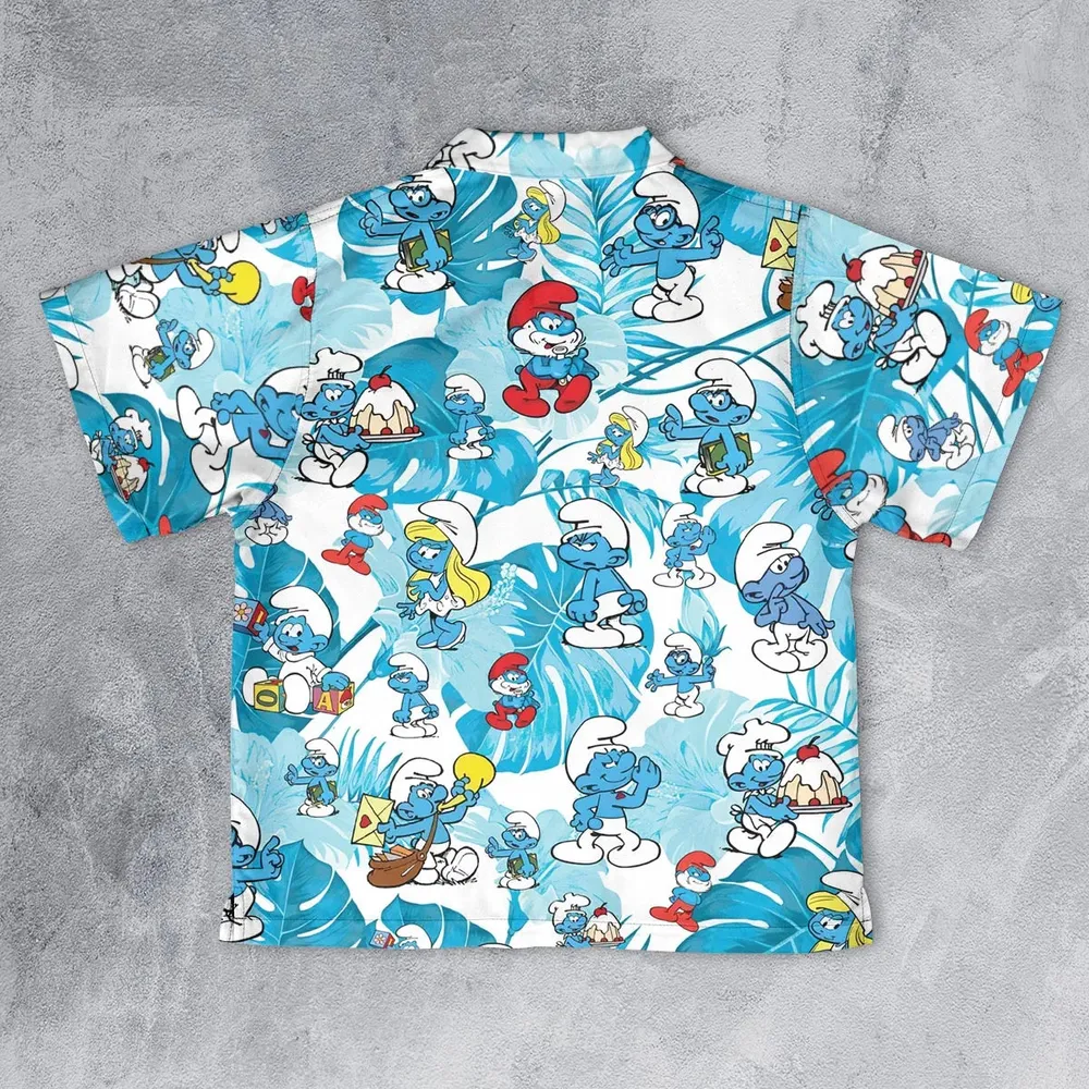 The Smurfs Pattern Youth Hawaiian Shirt - 2