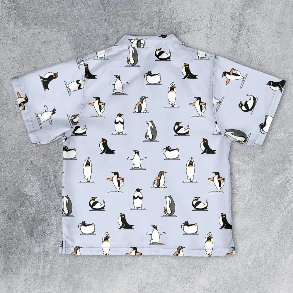 Penguin Yoga Pattern Youth Hawaiian Shirt - 2