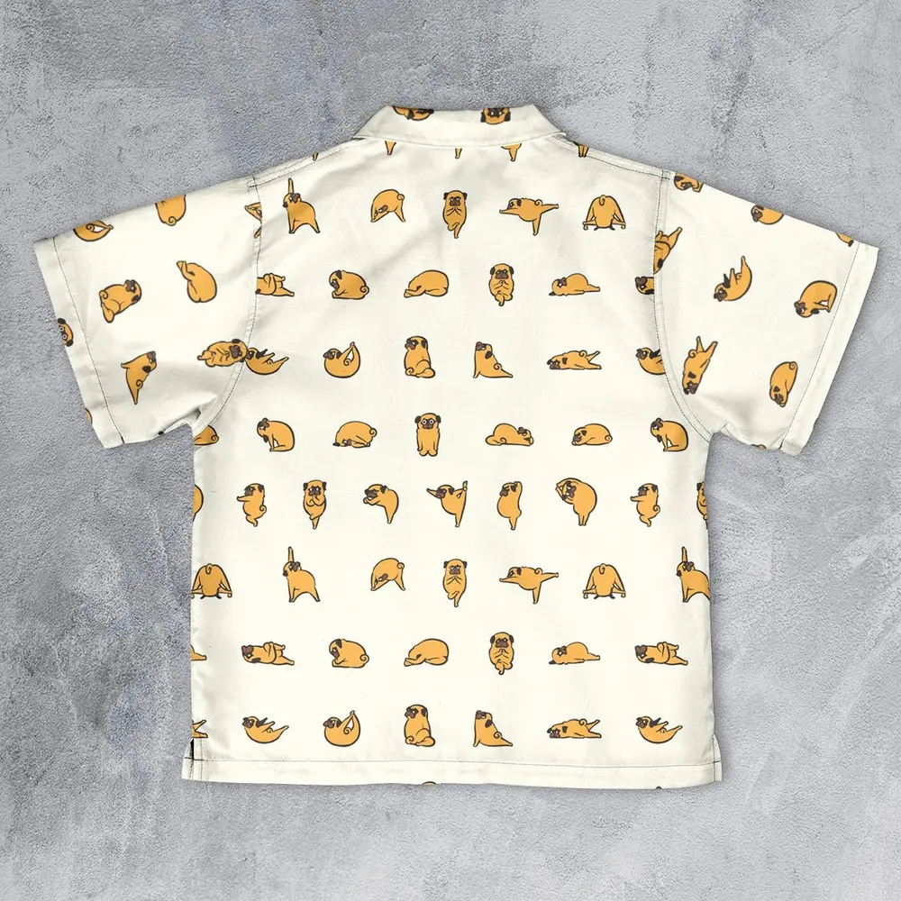 Pug Hot Yoga Pattern Youth Hawaiian Shirt - 2
