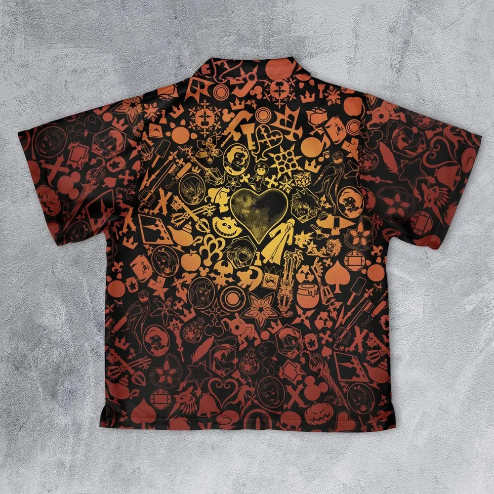 Red Key Heart Kingdom Hearts Youth Hawaiian Shirt - 2