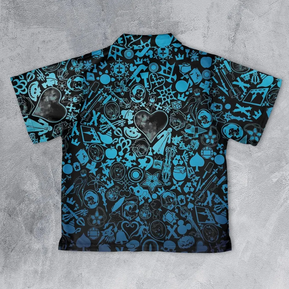 Blue Key Heart Kingdom Hearts Youth Hawaiian Shirt - 2