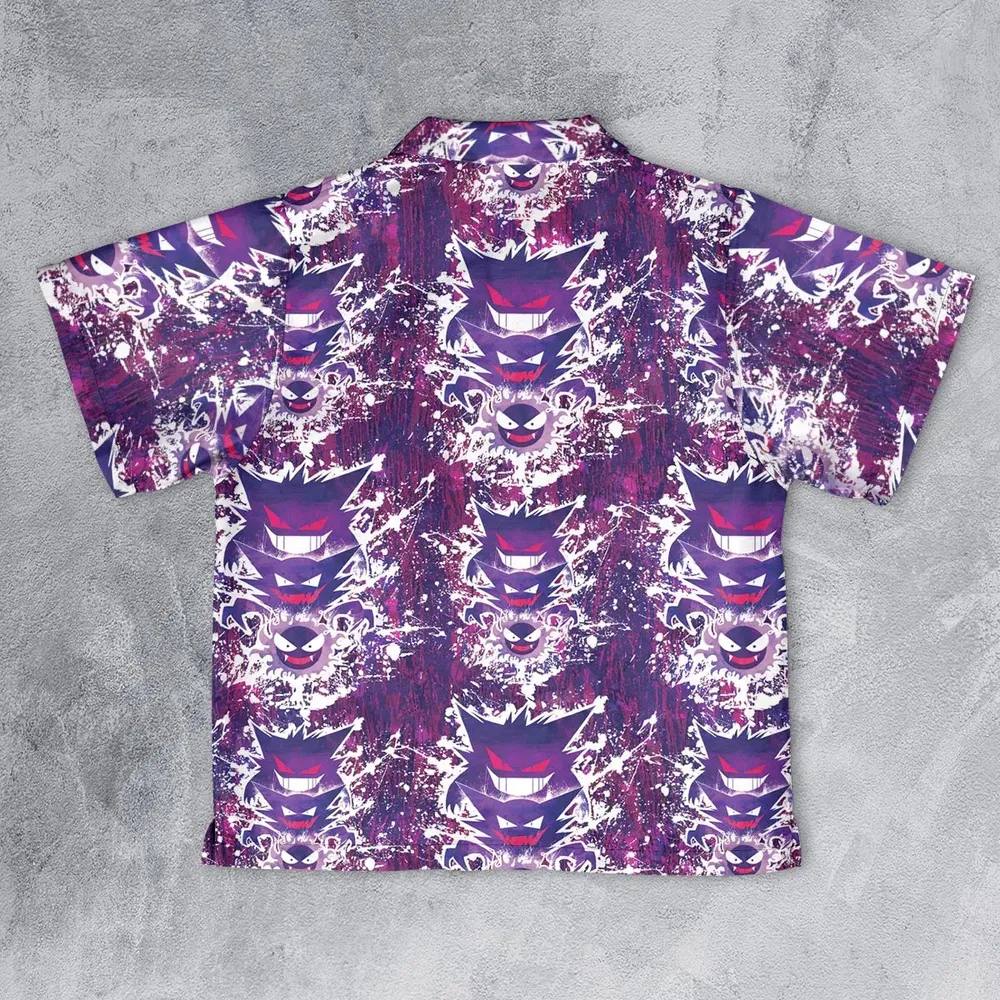 Ghostly Evolution Ghastly Haunter Gengar Pokemon Hawaiian Youth Hawaiian Shirt - 2