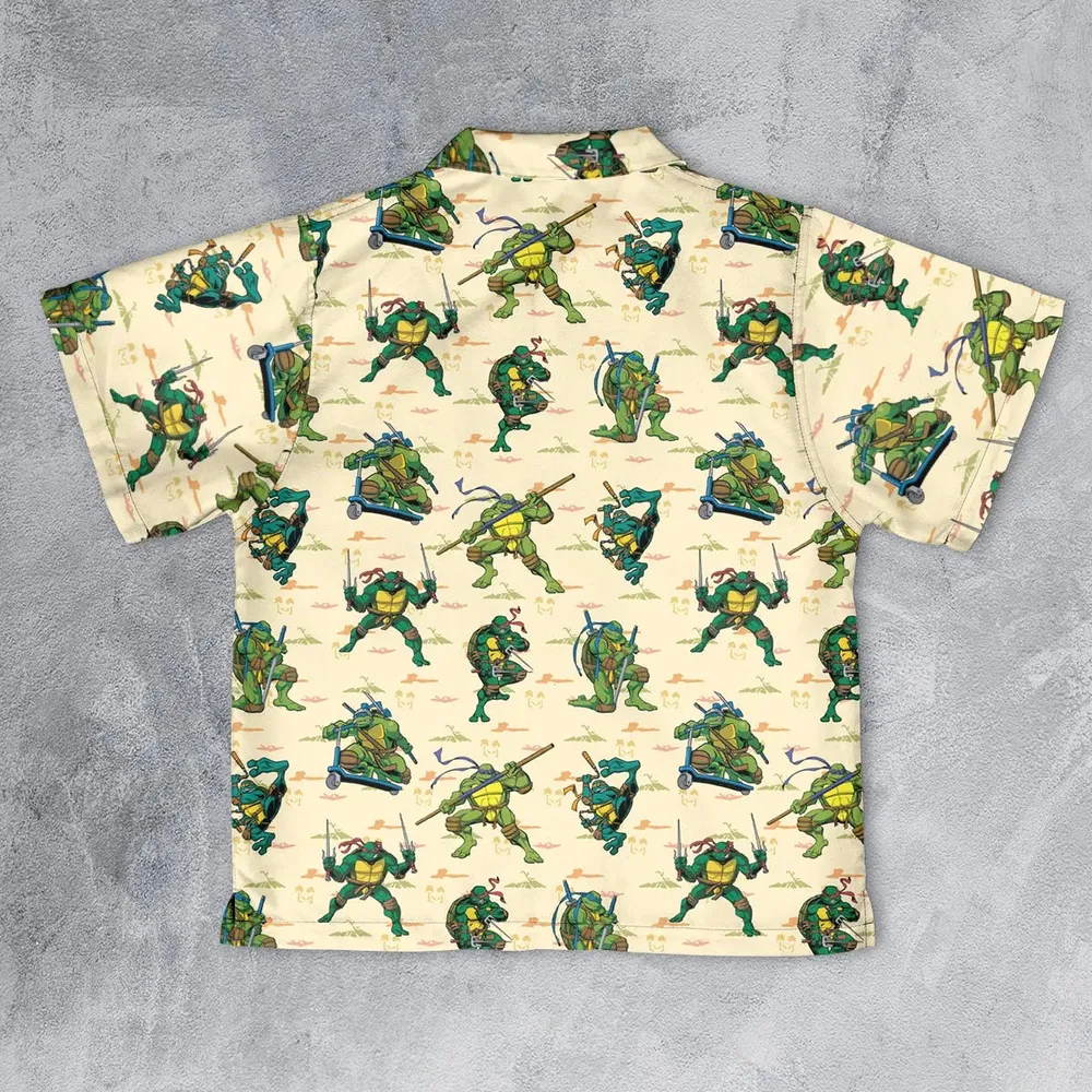 TMNT Characters Weapon Pattern Youth Hawaiian Shirt - 2