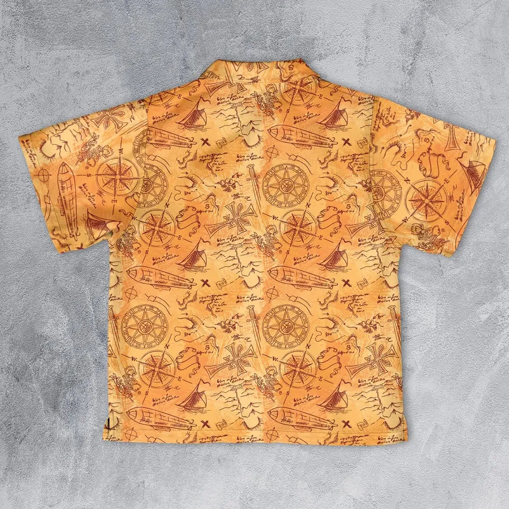 Vintage Adventure Map Indiana Jones Youth Hawaiian Shirt - 2