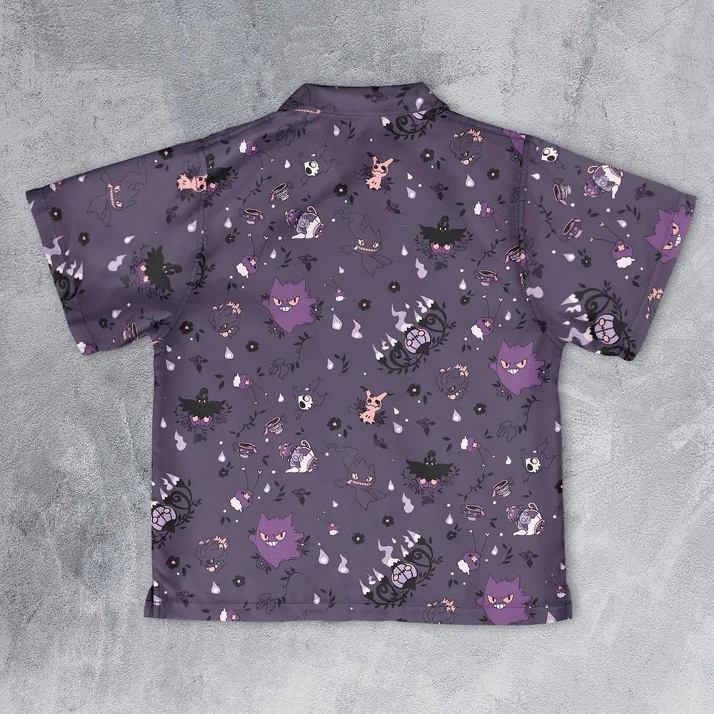 Pokemon Ghost-typen Gengar Banette Litwick Mismagius Youth Hawaiian Shirt - 2
