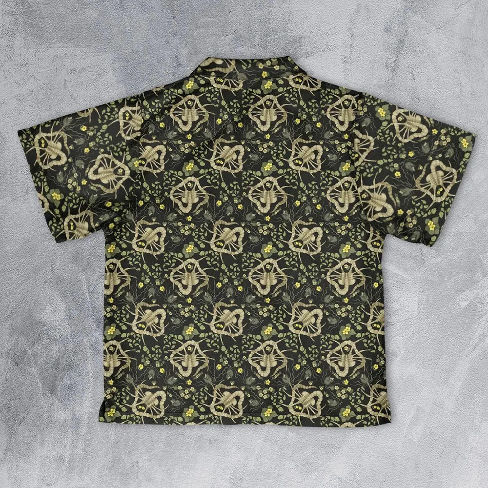 Facehugger Flower Pattern Alien Youth Hawaiian Shirt - 2