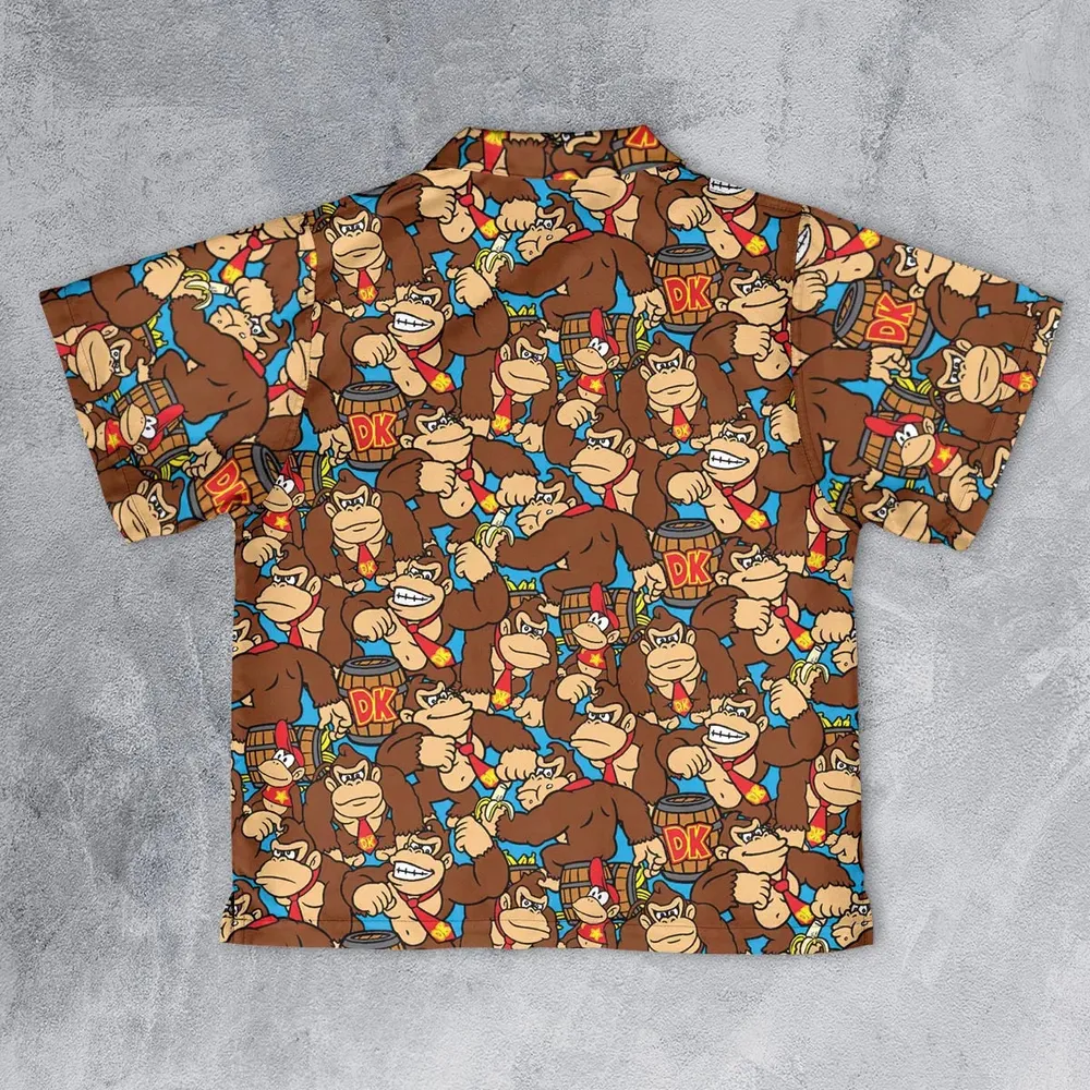 Donkey Kong Pattern Youth Hawaiian Shirt - 2