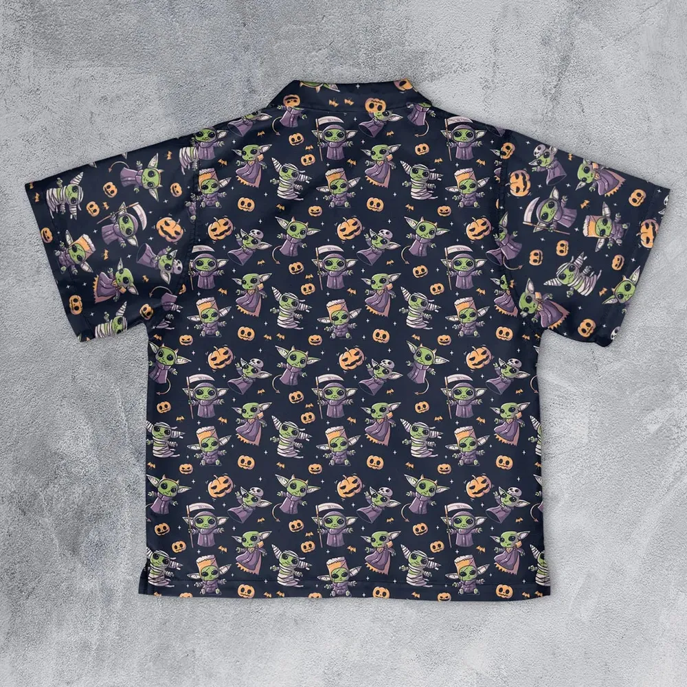 Cute Baby Yoda Halloween Pattern Youth Hawaiian Shirt - 2