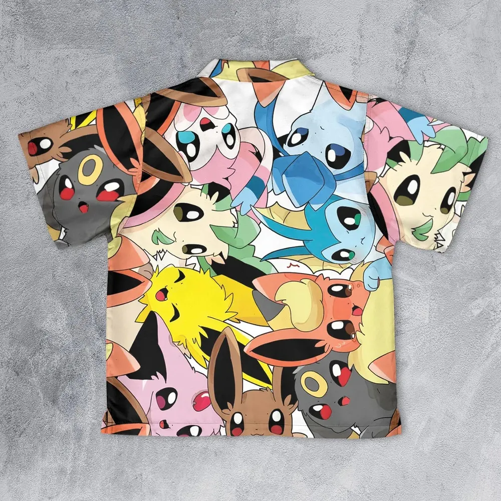 Cute Eevee Evolution Pokemon Youth Hawaiian Shirt - 2