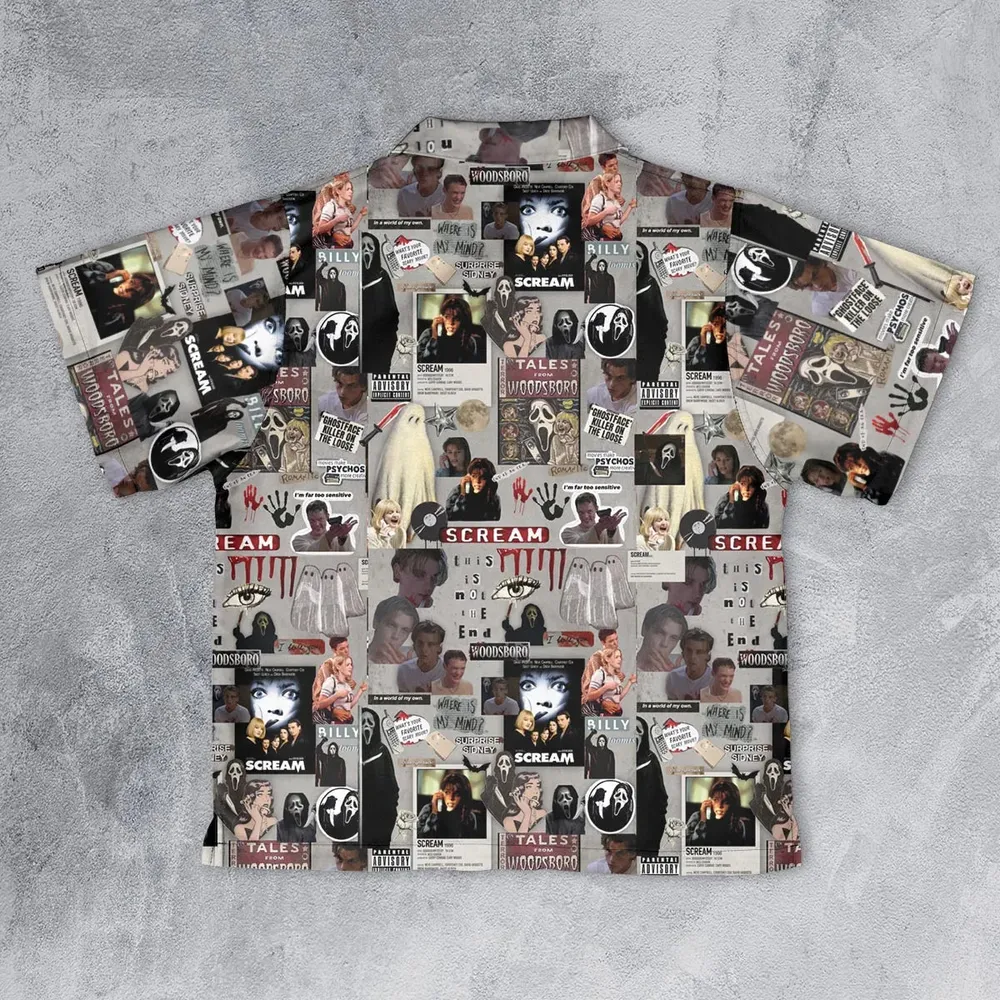 Crime Scene Scream Aesthetic Pattern Youth Hawaiian Shirt - 2