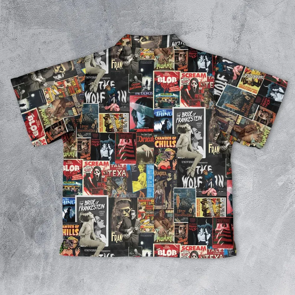 Classic Horror Movie Posters Monster Universal Scream Ghostface The Thing Youth Hawaiian Shirt - 2