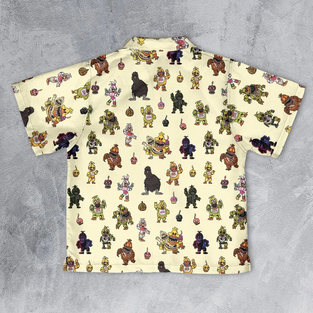 Chica Chicken Five Nights at Freddy's Pattern Youth Hawaiian Shirt - 2