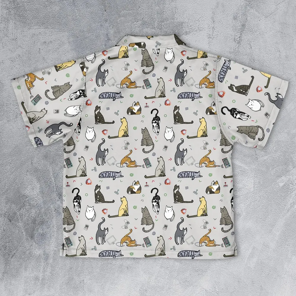 Cat the Gamer Pattern Youth Hawaiian Shirt - 2
