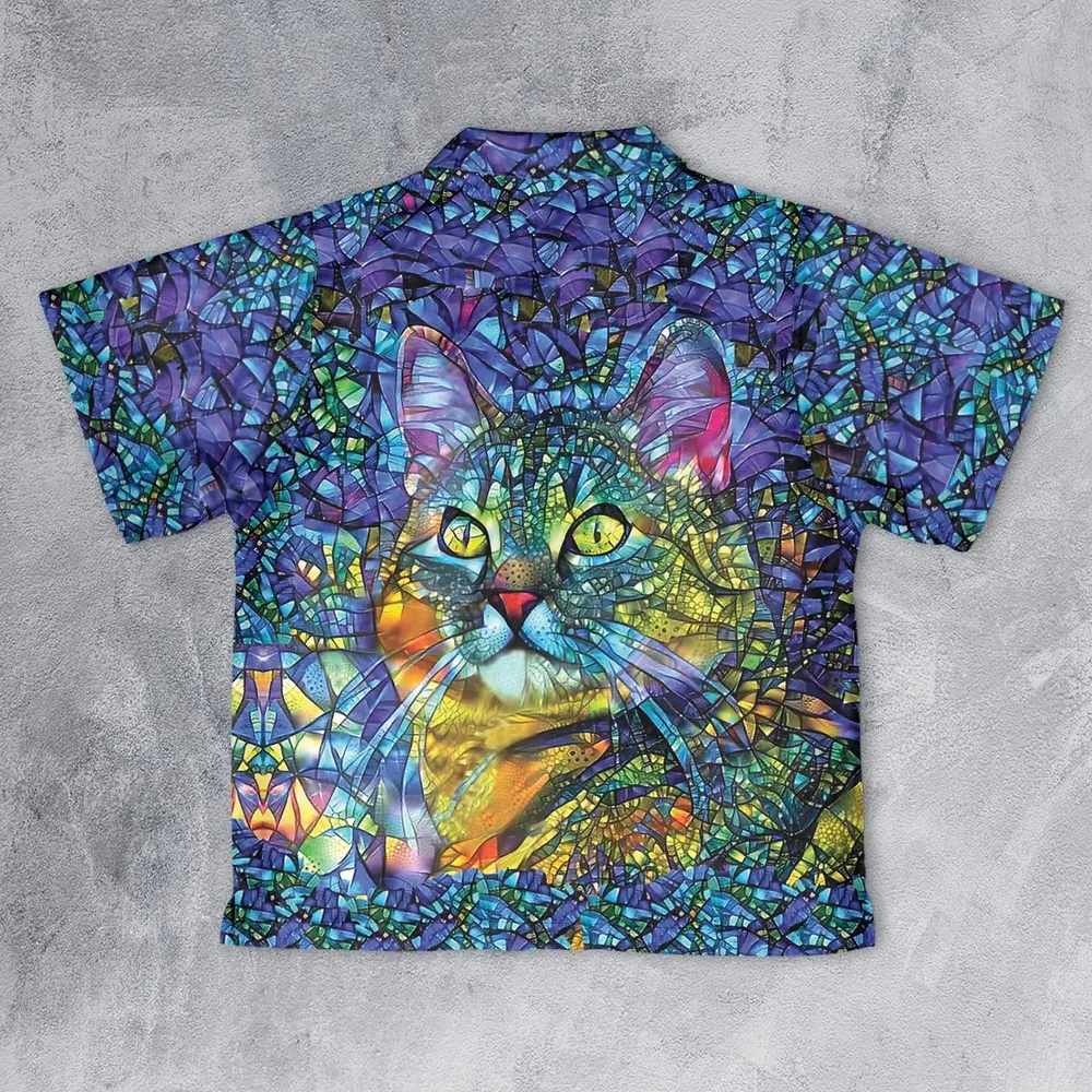 Cat Stained Glass Youth Hawaiian Shirt - 2