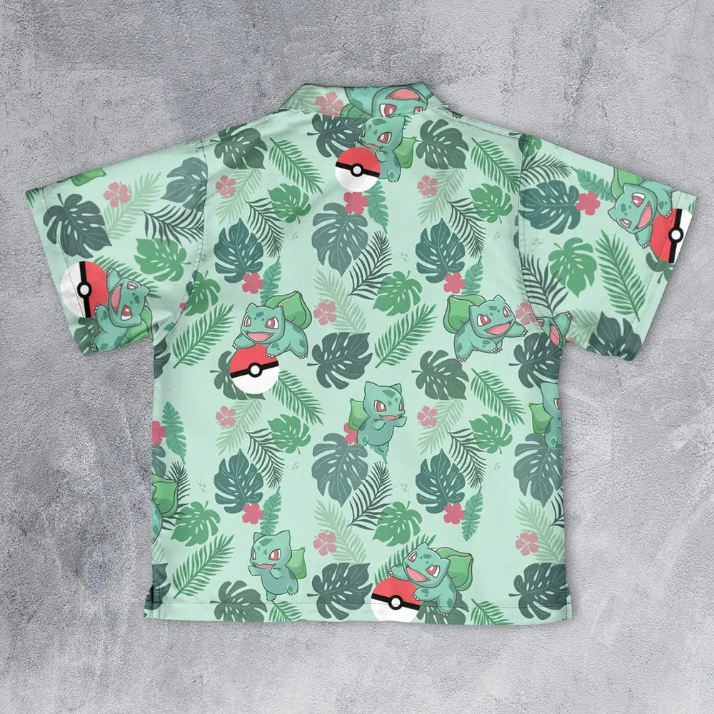 Bulbasaur Pokemon Pattern Youth Hawaiian Shirt - 2